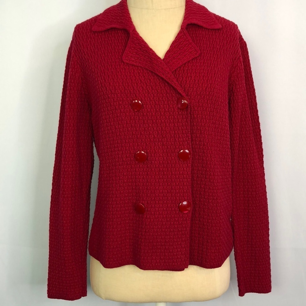 Talbots Petites Double Breasted Red Blazer Size S